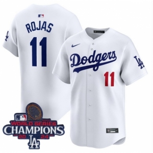 Youth Nike Los Angeles Dodgers Miguel Rojas #11 White 2024 World Series Champions Stitched MLB Jersey