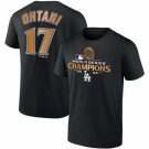 Men Los Angeles Dodgers 17 Shohei Ohtani Black 2024 World Series Champions Name 26 Number T Shirt