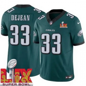 Men Philadelphia Eagles Cooper DeJean #33 Green 2024-2025 Super Bowl LIX F U S E Stitched NFL Jersey