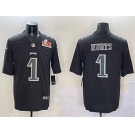 Men's Philadelphia Eagles #1 Jalen Hurts Black 2025 Super Bowl LIX Patch Fashion Vapor Untouchable Limited Stitched Football Jersey