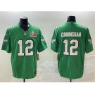Men's Philadelphia Eagles #12 Randall Cunningham Green 2025 Super Bowl LIX Patch F.U.S.E. Throwback Vapor Untouchable Limited Stitched Football Jersey
