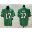 Men's Philadelphia Eagles #17 Nakobe Dean Green 2025 Super Bowl LIX Patch F.U.S.E. Throwback Vapor Untouchable Limited Stitched Football Jersey