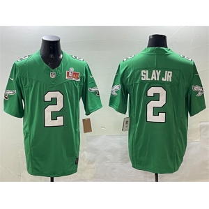 Men's Philadelphia Eagles #2 Darius Slay Jr. Green 2025 Super Bowl LIX Patch F.U.S.E. Throwback Vapor Untouchable Limited Stitched Football Jersey