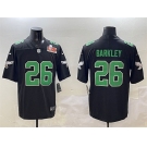 Men's Philadelphia Eagles #26 Saquon Barkley Black 2025 Super Bowl LIX Patch Throwback Vapor Untouchable Limited Football Stitched Jersey