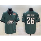 Men's Philadelphia Eagles #26 Saquon Barkley Green 2025 Super Bowl LIX Patch Team Big Logo Vapor Untouchable Limited Stitched Football Jersey