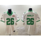 Men's Philadelphia Eagles #26 Saquon Barkley White 2025 Super Bowl LIX Patch F.U.S.E. Vapor Untouchable Limited Stitched Football Jersey