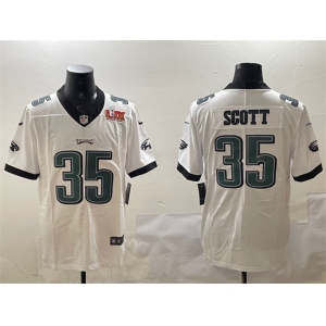 Men's Philadelphia Eagles #35 Boston Scott White 2025 Super Bowl LIX Patch Vapor Untouchable Limited Stitched Football Jersey