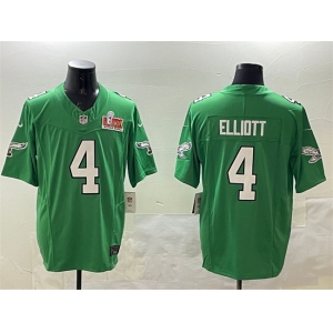 Men's Philadelphia Eagles #4 Jake Elliott Green 2025 Super Bowl LIX Patch F.U.S.E. Throwback Vapor Untouchable Limited Stitched Football Jersey