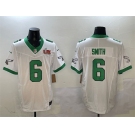 Men's Philadelphia Eagles #6 DeVonta Smith White 2025 Super Bowl LIX Patch F.U.S.E. Vapor Untouchable Limited Stitched Football Jersey
