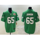 Men's Philadelphia Eagles #65 Lane Johnson Green 2025 Super Bowl LIX Patch F.U.S.E. Throwback Vapor Untouchable Limited Football Stitched Jersey