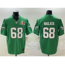 Men's Philadelphia Eagles #68 Jordan Mailata Green 2025 Super Bowl LIX Patch F.U.S.E. Throwback Vapor Untouchable Limited Stitched Football Jersey