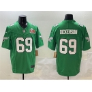 Men's Philadelphia Eagles #69 Landon Dickerson Green 2025 Super Bowl LIX Patch F.U.S.E. Throwback Vapor Untouchable Limited Football Stitched Jersey