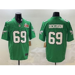 Men's Philadelphia Eagles #69 Landon Dickerson Green 2025 Super Bowl LIX Patch F.U.S.E. Throwback Vapor Untouchable Limited Football Stitched Jersey
