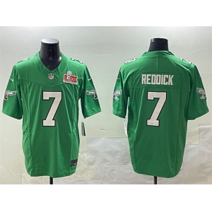 Men's Philadelphia Eagles #7 Haason Reddick Green 2025 Super Bowl LIX Patch F.U.S.E. Throwback Vapor Untouchable Limited Stitched Football Jersey