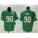 Men's Philadelphia Eagles #90 Jordan Davis Green 2025 Super Bowl LIX Patch F.U.S.E. Throwback Vapor Untouchable Limited Stitched Football Jersey