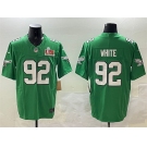 Men's Philadelphia Eagles #92 Reggie White Green 2025 Super Bowl LIX Patch F.U.S.E. Throwback Vapor Untouchable Limited Stitched Football Jersey