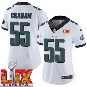 Women Philadelphia Eagles Brandon Graham #55 White 2024-2025 Super Bowl LIX F U S E Stitched NFL Jersey