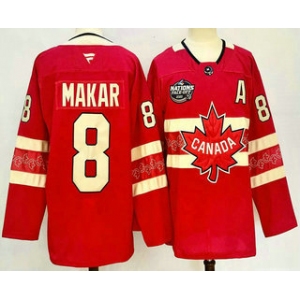 Men's Canada Hockey #8 Cale Makar Red 2025 4 Nations Face Off Authentic Jersey