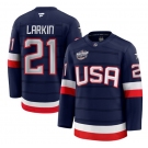 Men's USA #21 Dylan Larkin Navy 2025 4 Nations Face-Off Stitched Jersey