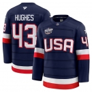 Men's USA #43 Quinn Hughes Navy 2025 4 Nations Face-Off Stitched Jersey