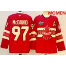 Women's Canada #97 Connor McDavid Red 2025 4 Nations Face-Off Premium With A Patch Stitched Jersey