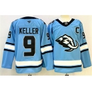 Men's Utah Mammoth #9 Clayton Keller Blue 2025 With C Patch Stitched Jersey