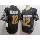 Men's Colorado Buffaloes #12 Travis Hunter Black Gold With XII Patch FUSE Vapor Stitched Jersey