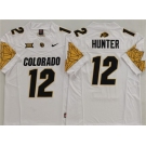 Men's Colorado Buffaloes #12 Travis Hunter White With XII Patch 2025 F.U.S.E. Stitched Football Jersey