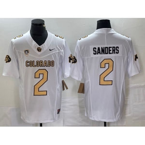 Men's Colorado Buffaloes #2 Shedeur Sanders White 2023 F.U.S.E. Stitched Football Jersey