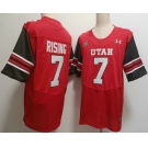 Men's Utah Utes #7 Cameron Rising Red 2024 College Football Jersey
