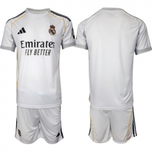 Men's Real Madrid Blank 25-26 White Home Soccer Jersey Suit