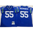 Men's Seattle Seahawks #55 Brian Bosworth Royal Throwback Football Stitched Jersey