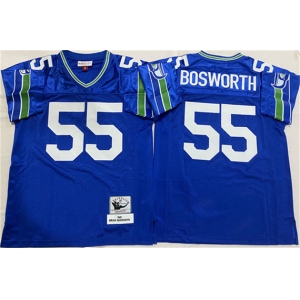 Men's Seattle Seahawks #55 Brian Bosworth Royal Throwback Football Stitched Jersey