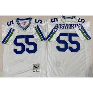 Men's Seattle Seahawks #55 Brian Bosworth White Throwback Football Stitched Jersey