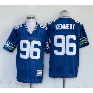 Men's Seattle Seahawks #96 Cortez Kennedy Blue Throwback Football Stitched Jersey