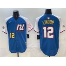 Men's National League #12 Francisco Lindor Blue Alternate 2025 All-Star Edition Limited Stitched Baseball Jersey