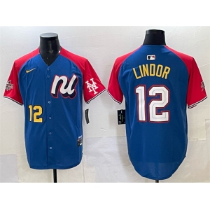 Men's National League #12 Francisco Lindor Blue Red Alternate 2025 All-Star Edition Limited Stitched Baseball Jersey