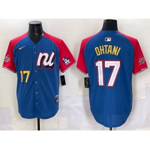 Men's National League #17 Shohei Ohtani Blue Red Alternate 2025 All-Star Edition Limited Stitched Baseball Jersey