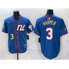 Men's National League #3 Bryce Harper Blue 2025 All-Star Edition Limited Stitched Baseball Jersey