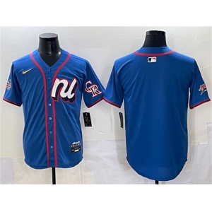 Men's National League Colorado Rockies Blank Blue 2025 All-Star Edition Limited Stitched Baseball Jersey
