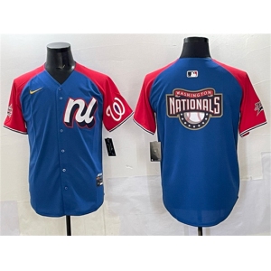 Men's National League Washington Nationals Team Big Logo Blue Red Alternate 2025 All-Star Edition Limited Stitched Baseball Jersey