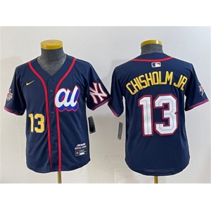 Youth American League #13 Jazz Chisholm Jr. Navy 2025 All-Star Edition Limited Stitched Baseball Jersey