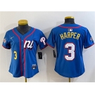 Youth National League #3 Bryce Harper Blue 2025 All-Star Edition Limited Stitched Baseball Jersey
