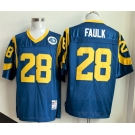 Men's Los Angeles Rams #28 Marshall Faulk Royal Throwback Football Stitched Jersey