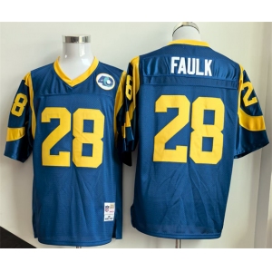 Men's Los Angeles Rams #28 Marshall Faulk Royal Throwback Football Stitched Jersey