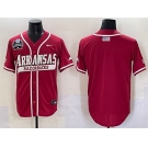 Men's Arkansas Razorbacks Blank Cardinal 2025 World Series & SEC Patch Stitched Jersey