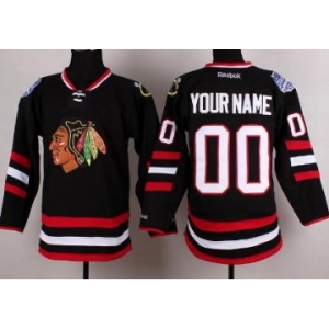 Customized Chicago Blackhawks Black 2014 Hockey Stadium Series Jerseys