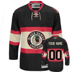 Customized Chicago Blackhawks Jersey Black Third Man Hockey