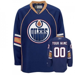 Customized Edmonton Oilers Jersey Dark Blue Third Man Hockey