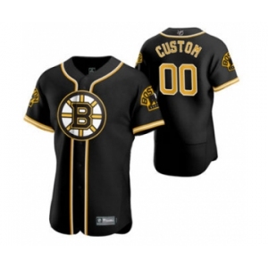 Men's Boston Bruins Custom 2020 Hockey x Baseball Crossover Edition Baseball Jersey Black